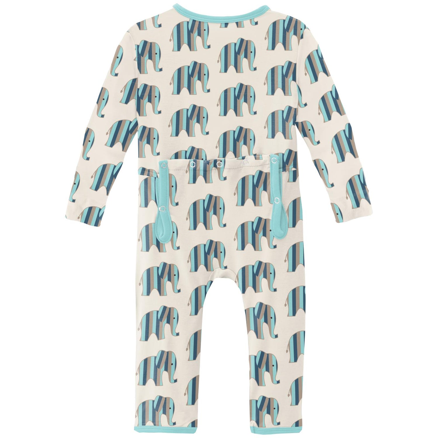 Print Coverall with Zipper in Natural Elephant Stripe