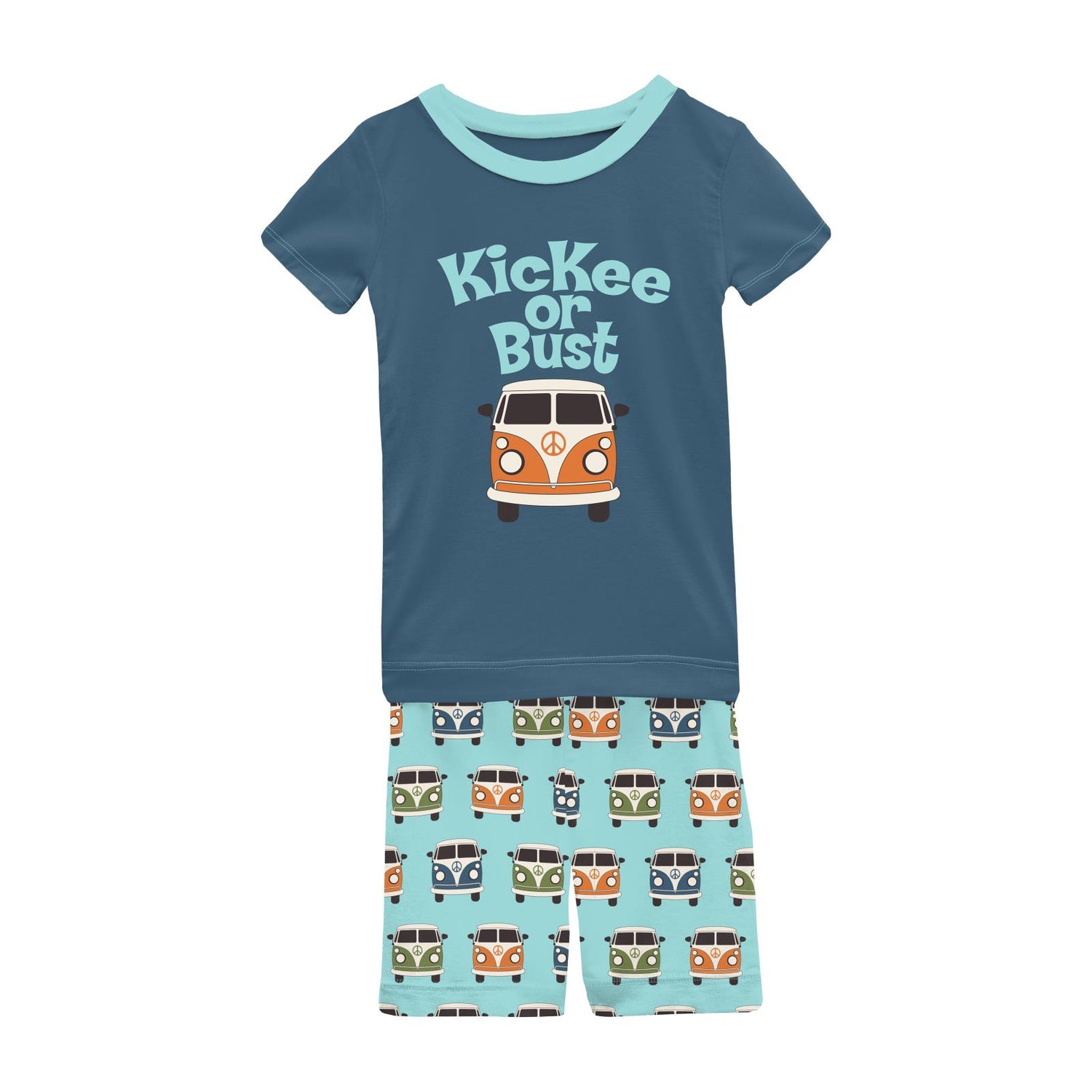 Short Sleeve Graphic Tee Pajama Set with Shorts in Summer Sky Vintage Vans