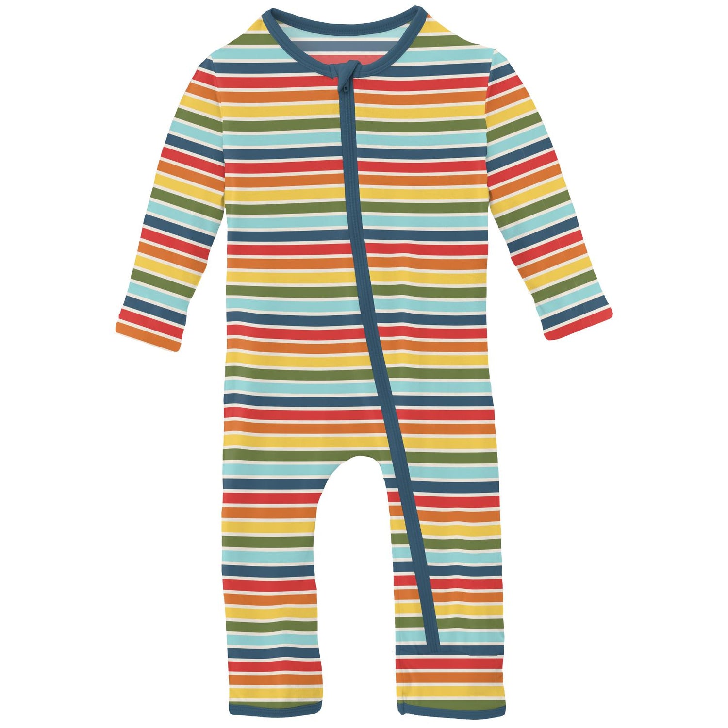 Print Coverall with Zipper in Groovy Stripe
