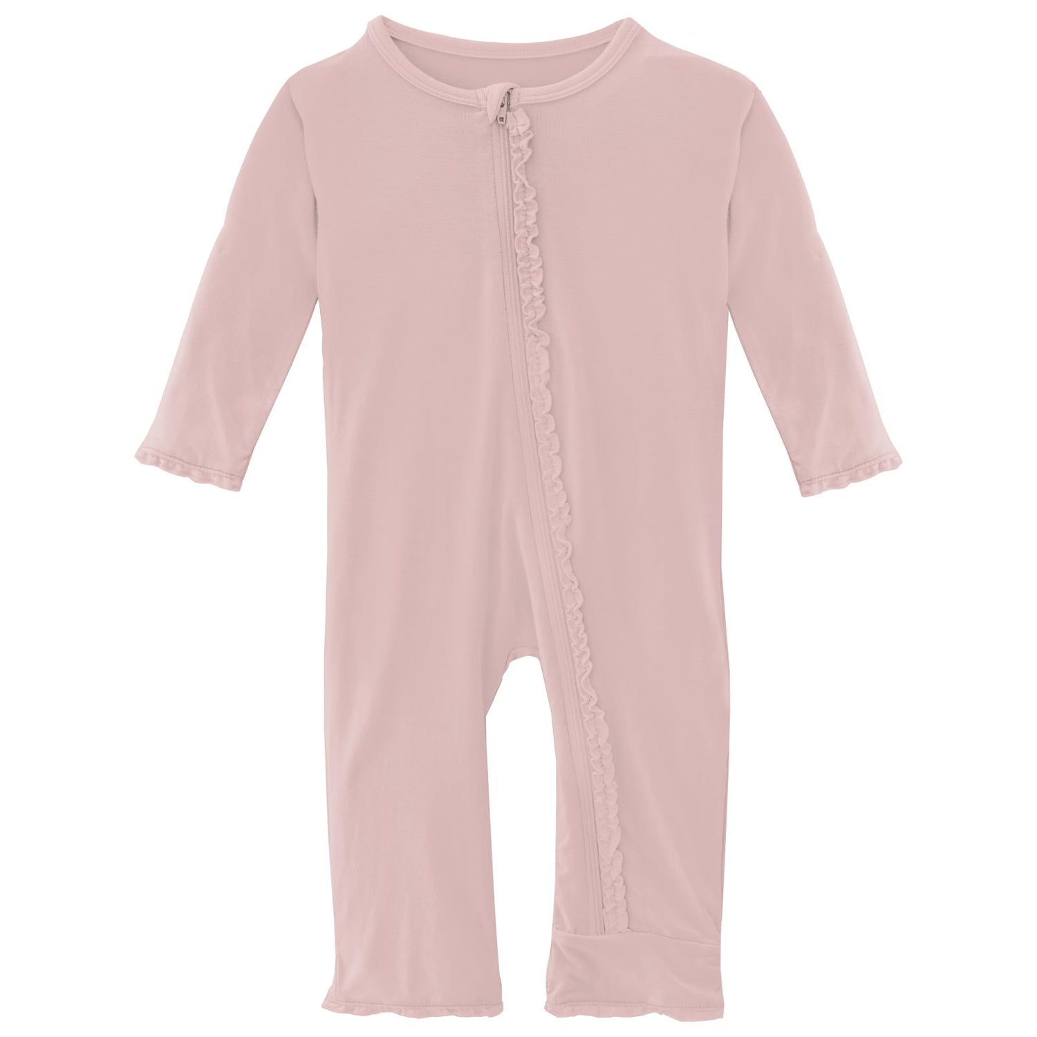 Muffin Ruffle Coverall with Zipper in Baby Rose