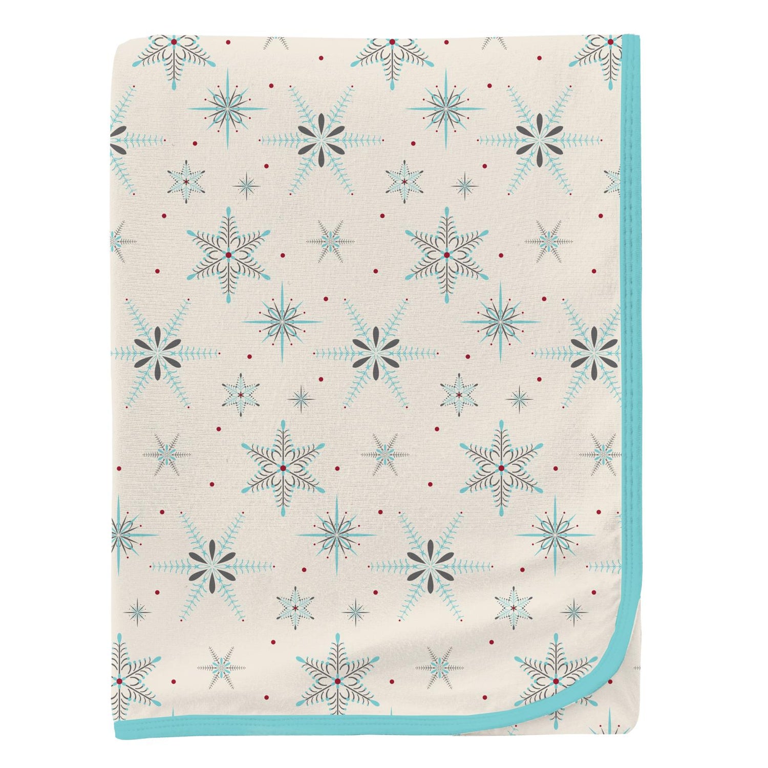 Print Swaddling Blanket in Natural Snowflakes