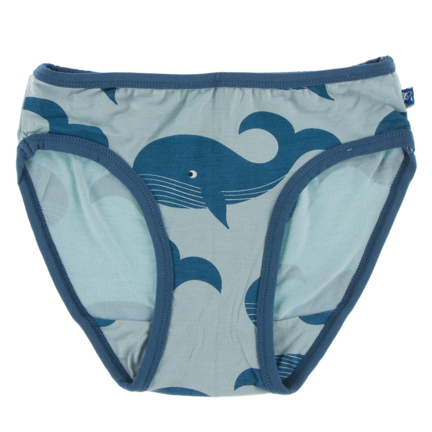 Print Underwear in Jade Whales with Twilight Trim