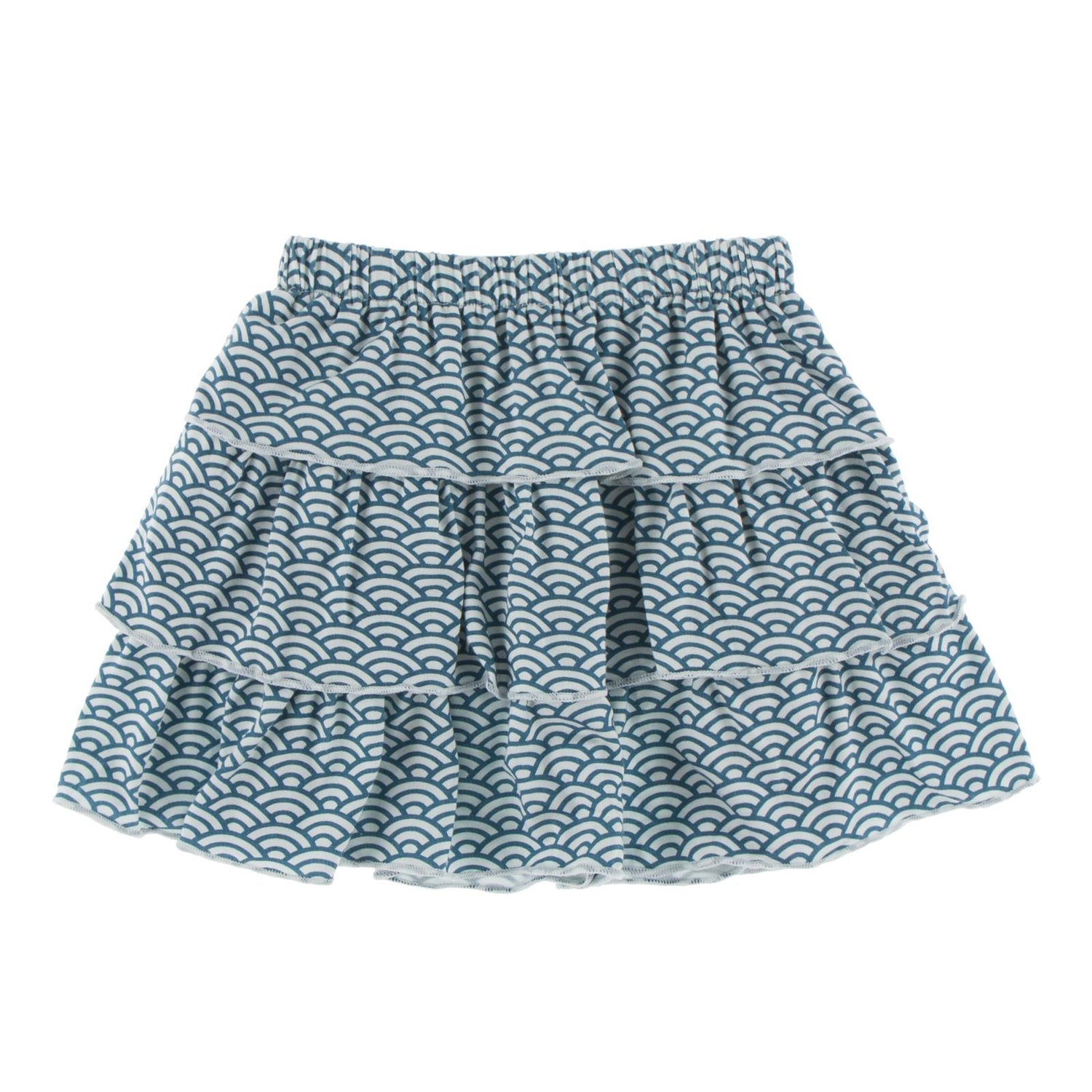Print Layered Ruffle Skirt in Fresh Air Waves