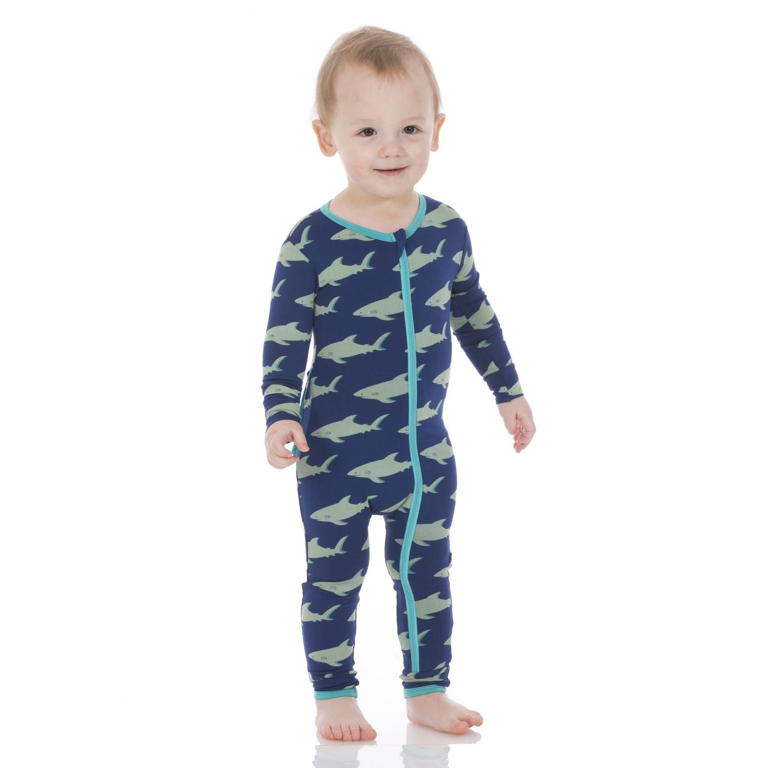 Print Coverall with Zipper in Flag Blue Sharky