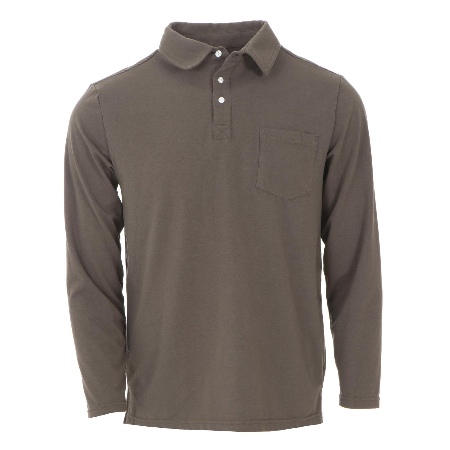 Men's Long Sleeve Luxe Jersey Polo with Pocket in Falcon