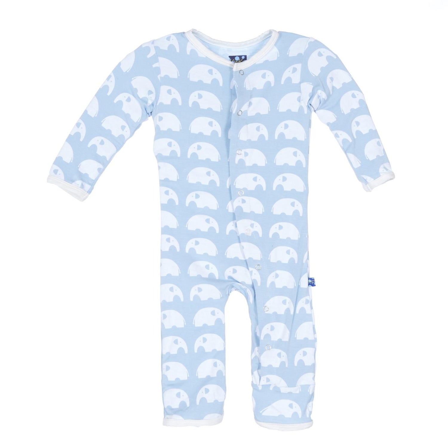 Print Coverall with Snaps in Pond Elephant