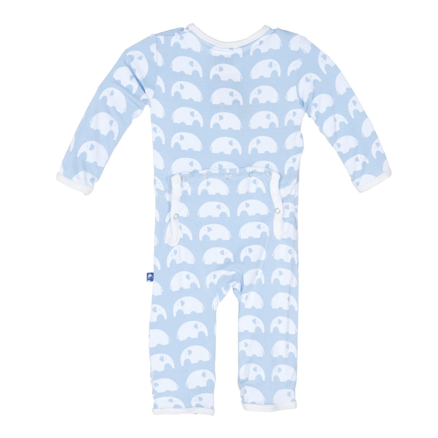 Print Coverall with Snaps in Pond Elephant