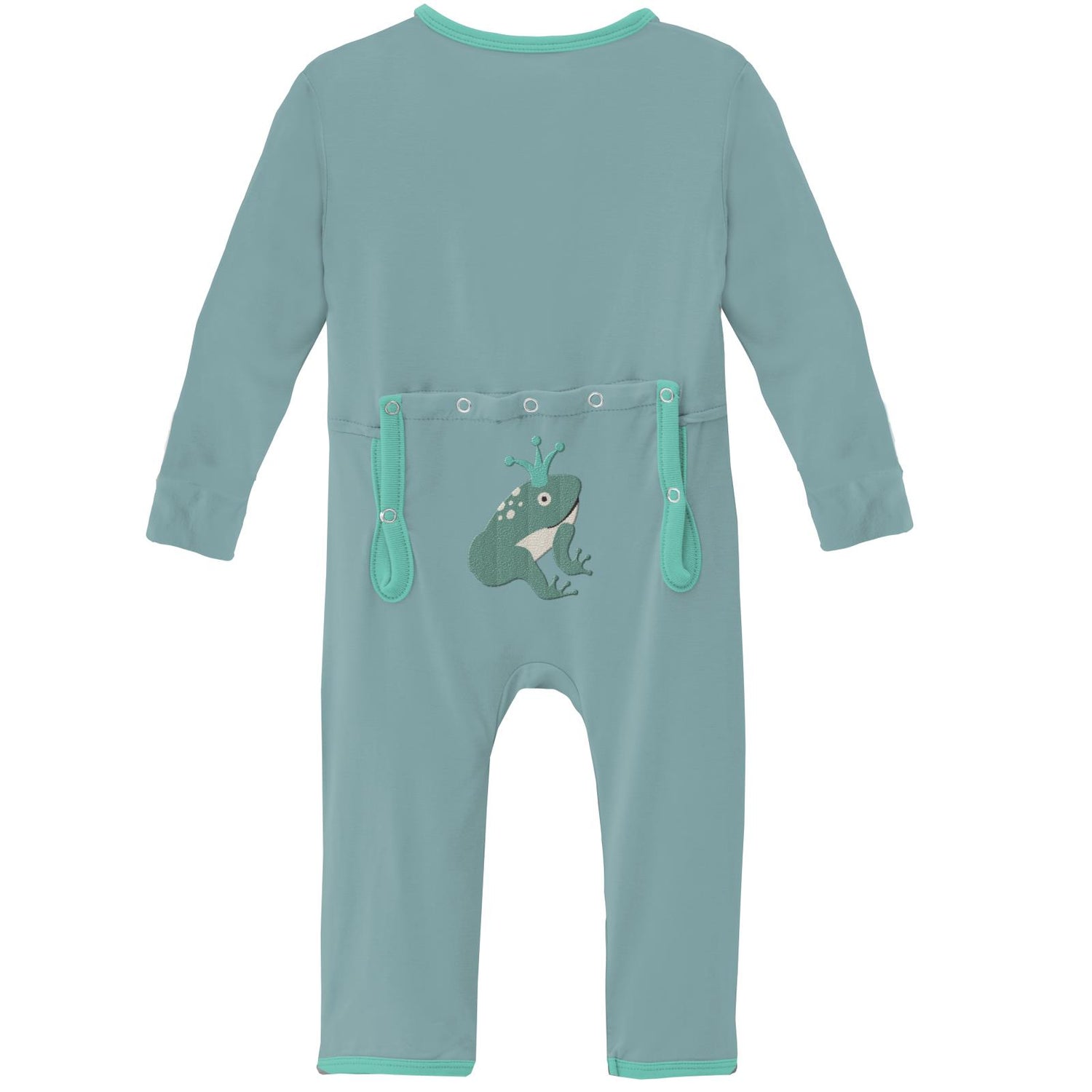 Applique Coverall with Zipper in Jade Frog Prince