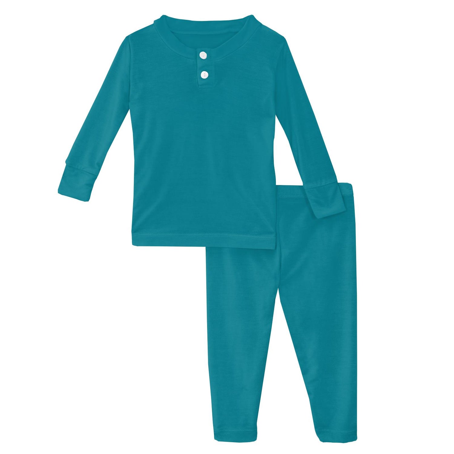 Long Sleeve Luxe Henley Pajama Set in Bay