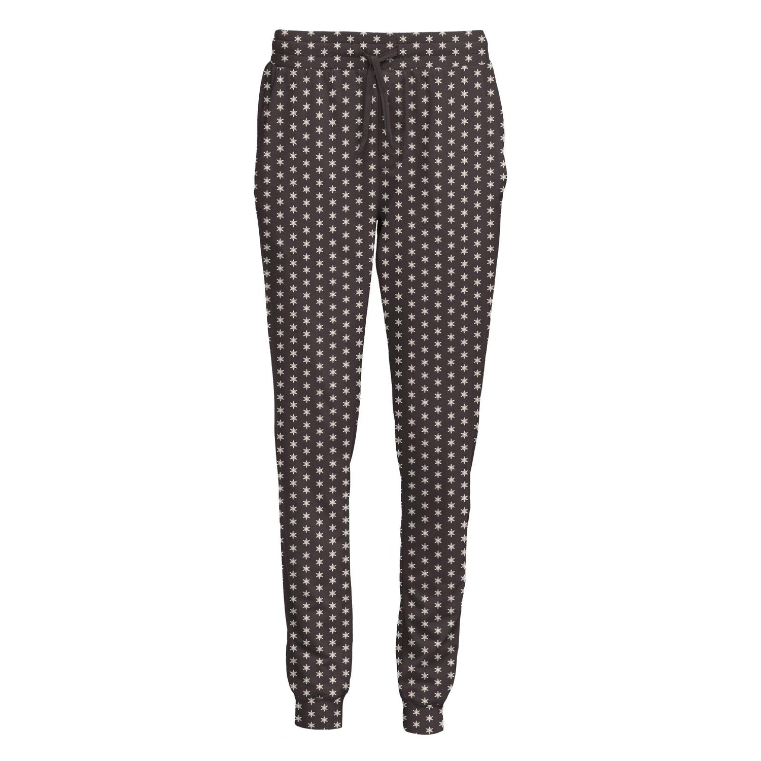 Women's Print Luxe Athletic Joggers in Midnight Tiny Snowflakes