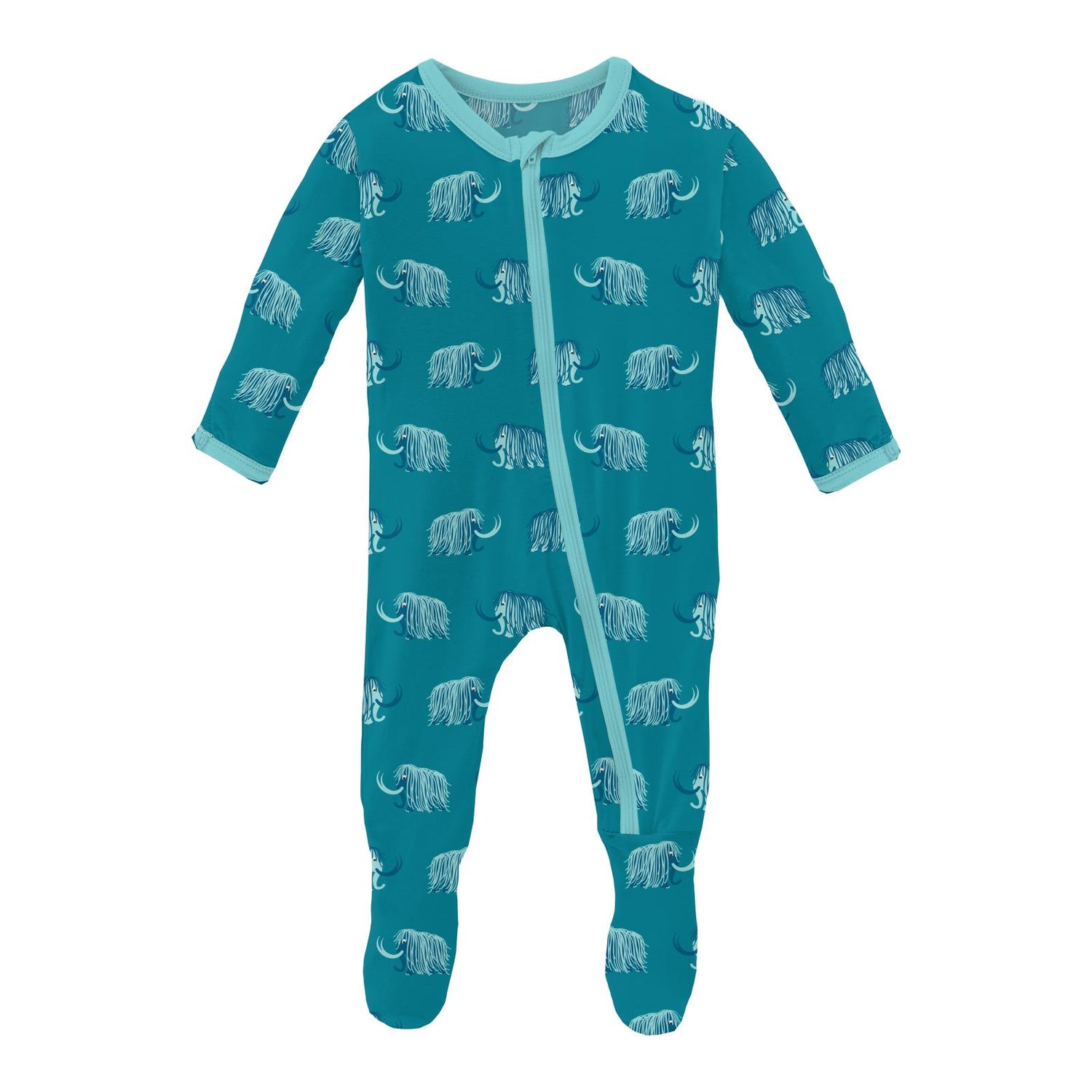 Print Footie with Zipper in Bay Mammoth