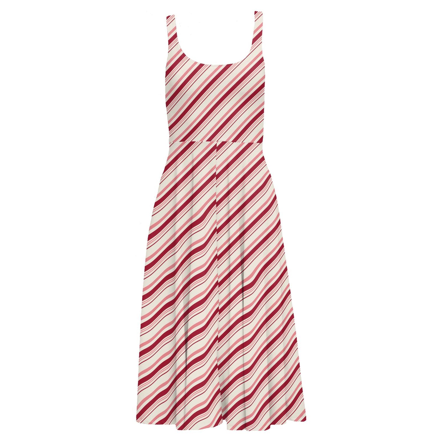 Women's Print Boardwalk Dress with Luxe Top in Strawberry Candy Cane Stripe