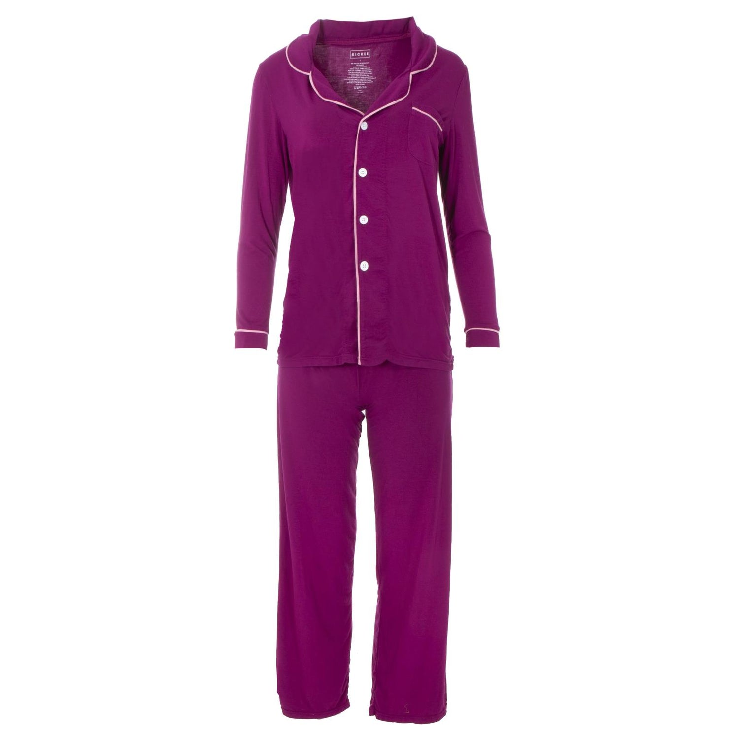 Women's Collared Pajama Set in Orchid with Lotus