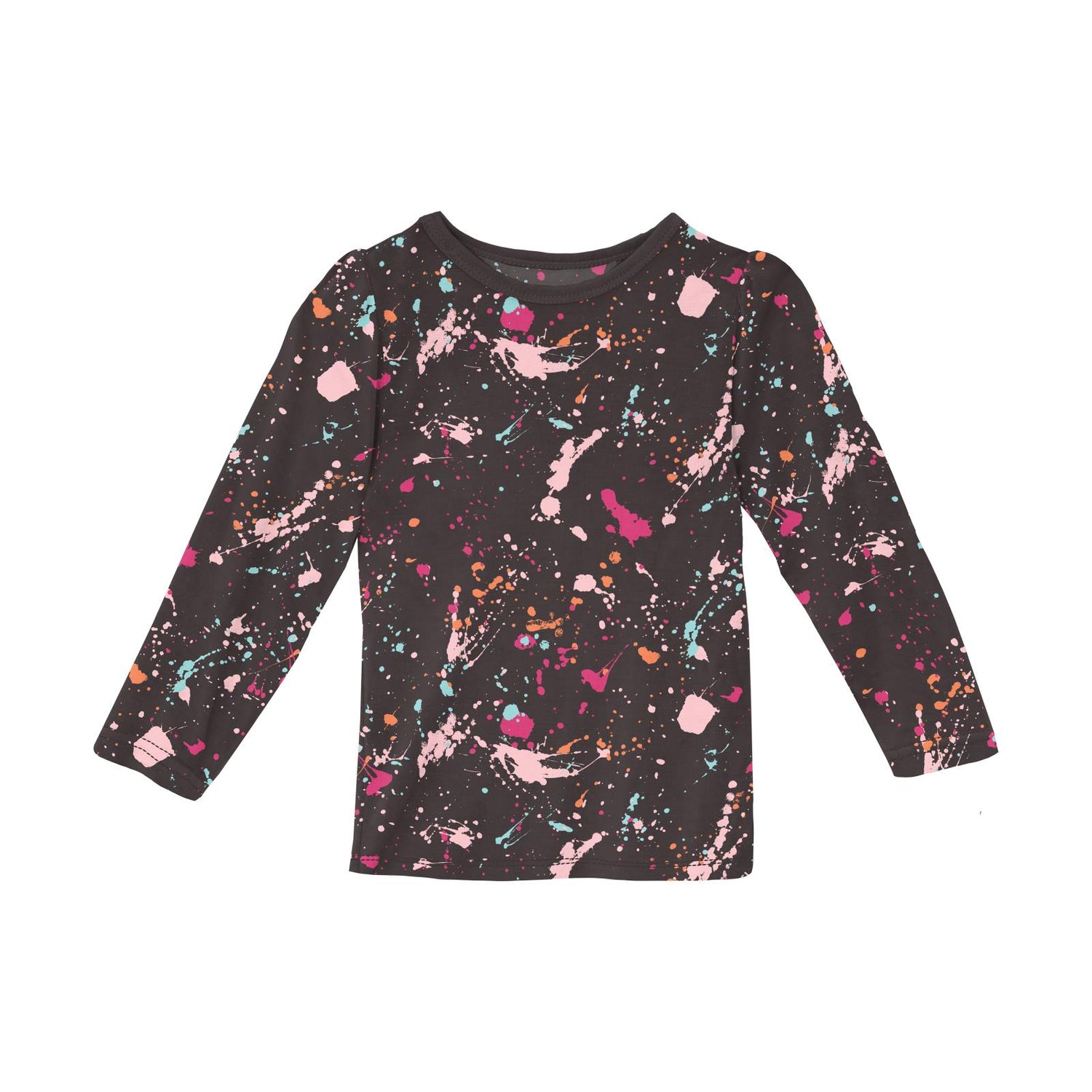 Print Long Sleeve Tailored Fit Puff Tee in Calypso Splatter Paint